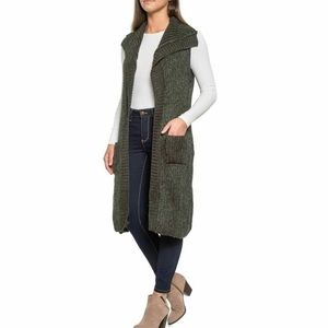 Prana Marled Grey Long Thalia Cardigan Sweater Vest NWT Womens Wool Blend